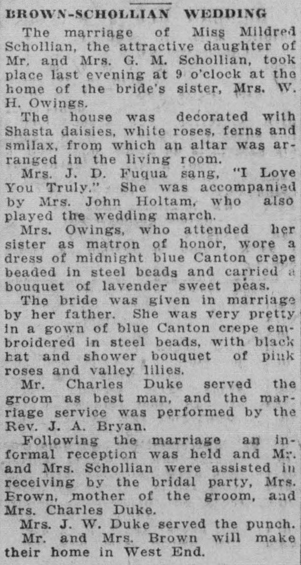 Mildred Schollian-Robert Brown